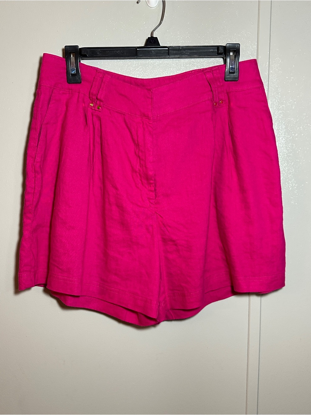 INC Linen Blend Pleated Women's Hot Pink High-Waist Shorts Size 10